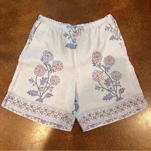 J. Crew Light Lavender Floral Print Linen-Blend Shorts Sz L